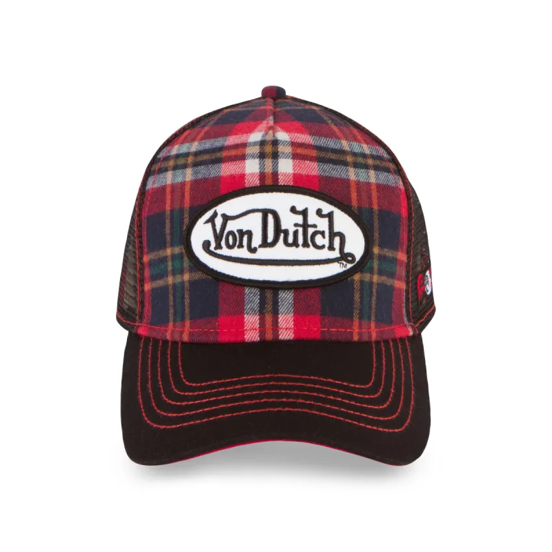 Red Plaid Trucker sold by Von Dutch