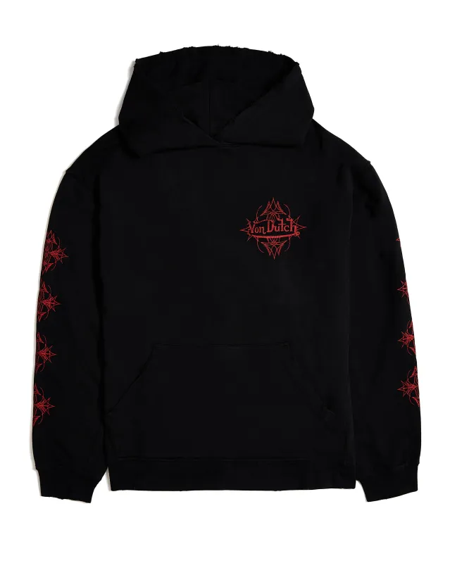 Von Dutch Vintage Black & Red Distressed Chopper Hoodie sold by Von Dutch