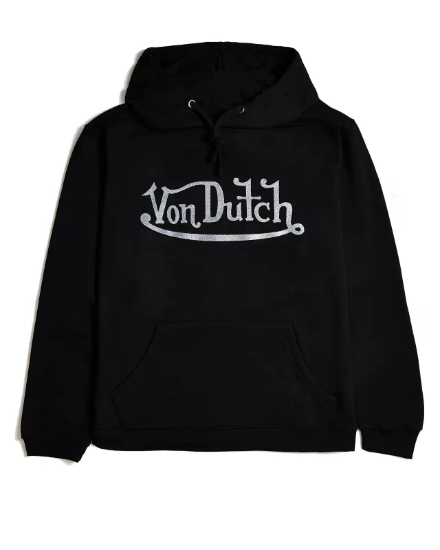 Von Dutch Originals Glitter on Black Hoodie made by Von Dutch