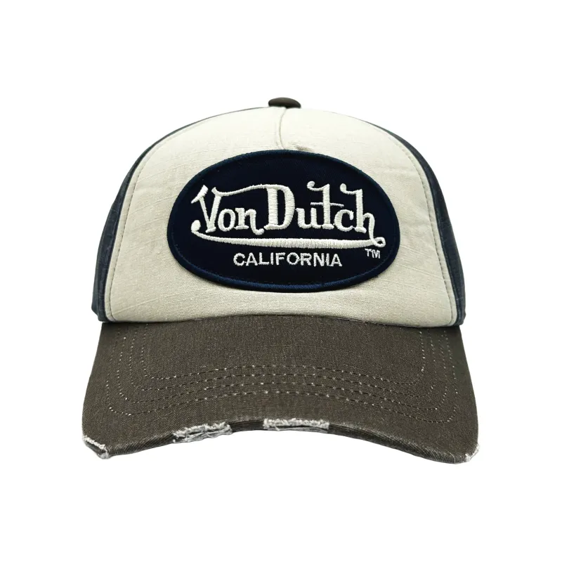 Von Dutch JACKMWB Grey & Navy Distressed Strapback Hat sold by Von Dutch