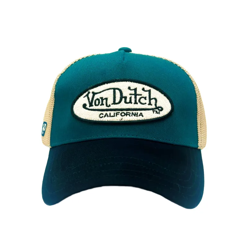 Von Dutch Teal and Black Terry Logo Classic Trucker Hat sold by Von Dutch