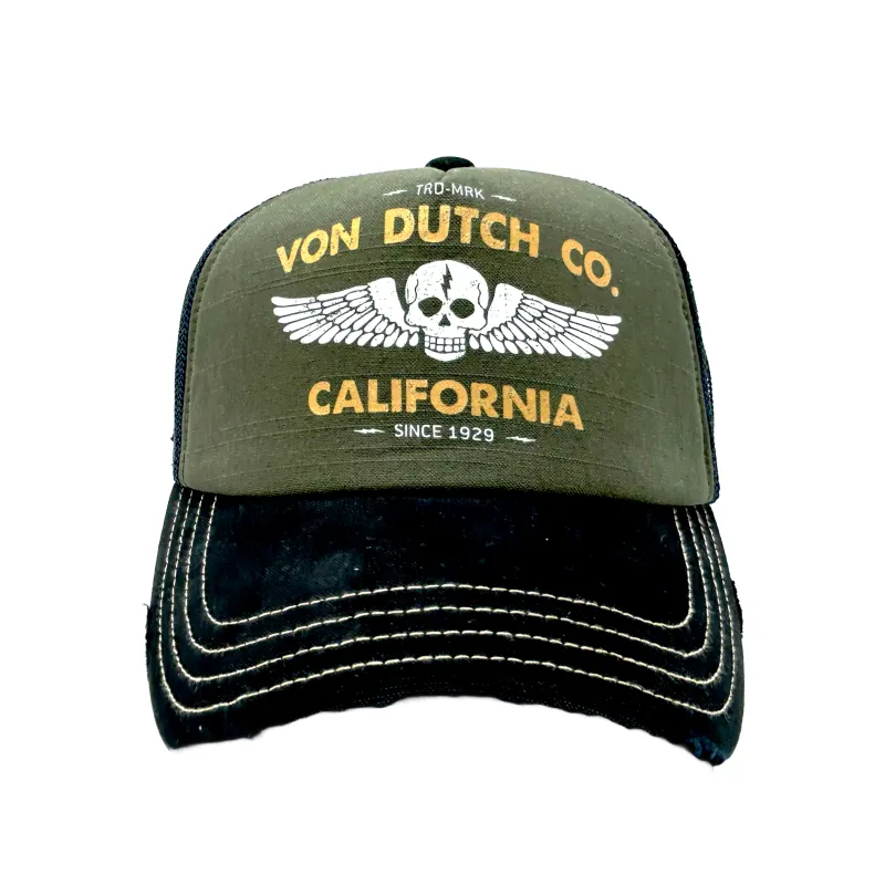 Green Von Dutch Co. CREW Distressed Trucker Hat sold by Von Dutch