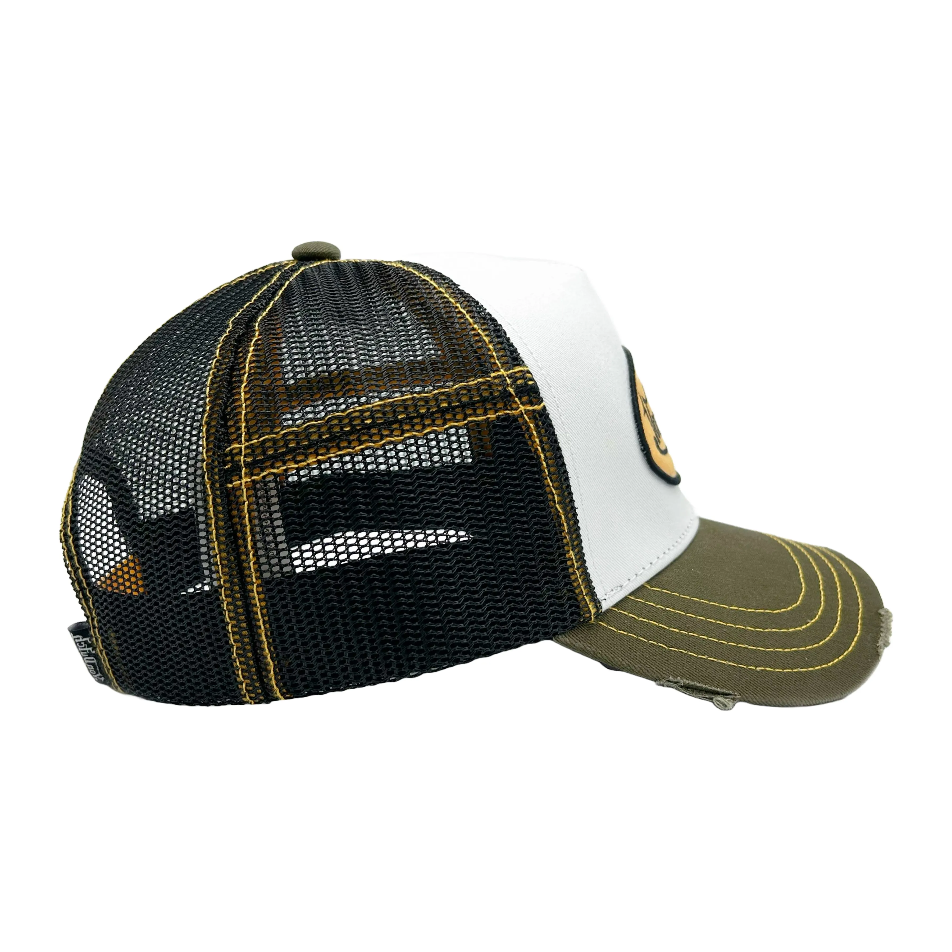 Von Dutch Olive & Yellow Classic Distressed Trucker Hat sold by Von Dutch product image thumbnail 3