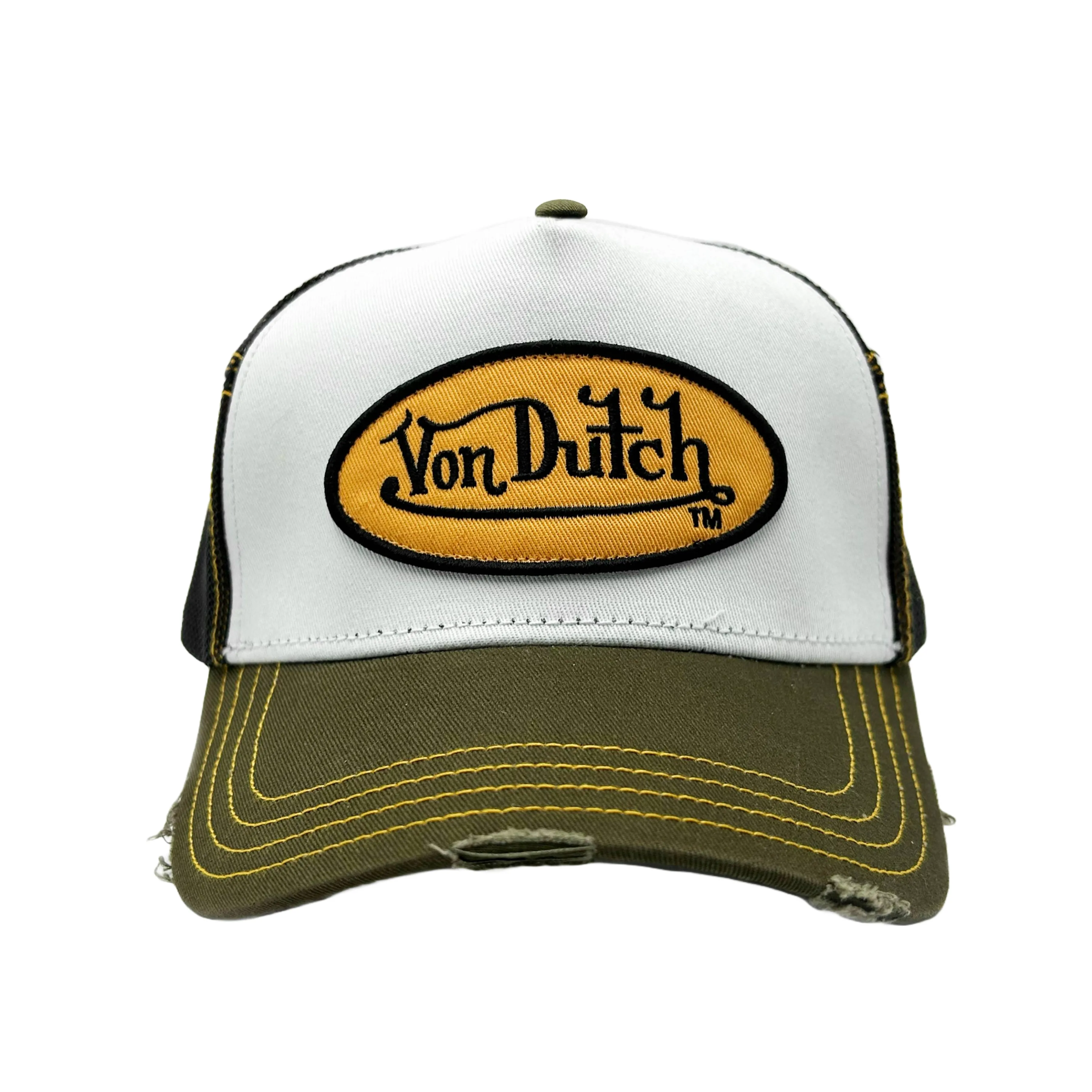 Von Dutch Olive & Yellow Classic Distressed Trucker Hat sold by Von Dutch