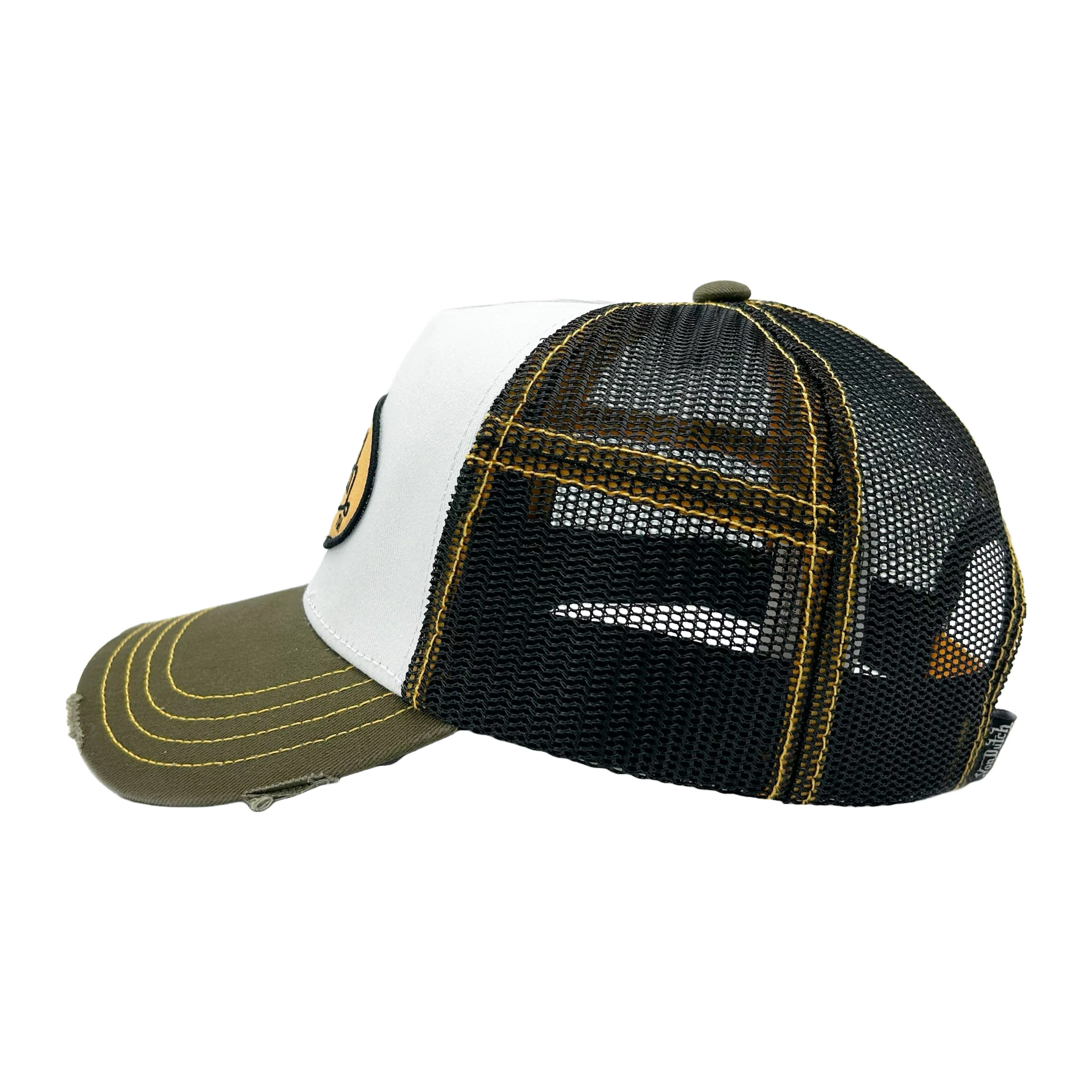 Von Dutch Olive & Yellow Classic Distressed Trucker Hat sold by Von Dutch product image thumbnail 2