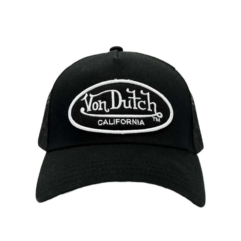 Black & White California Classic Logo Trucker Hat sold by Von Dutch