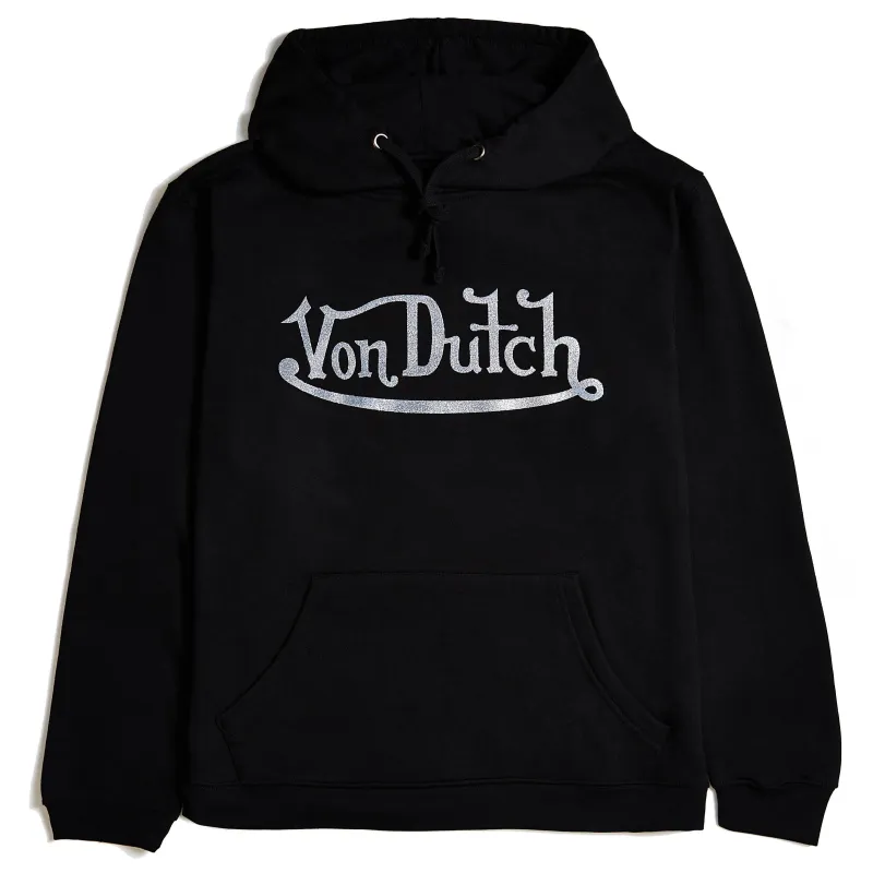 Von Dutch Originals Silver Glitter on Black Hoodie sold by Von Dutch