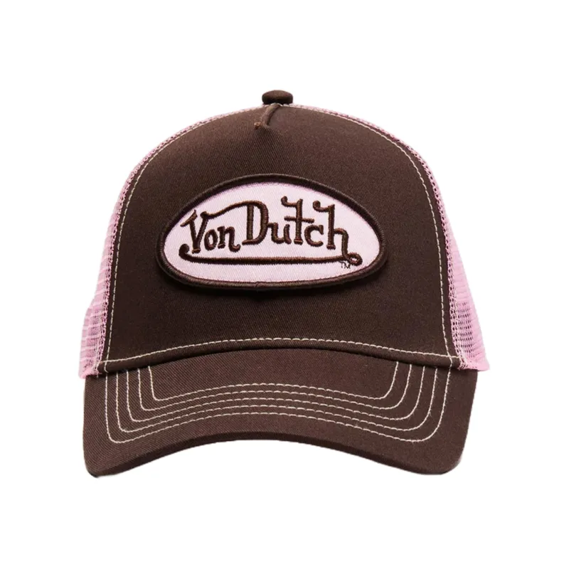 Brown and Pink Classic Trucker Hat sold by Von Dutch