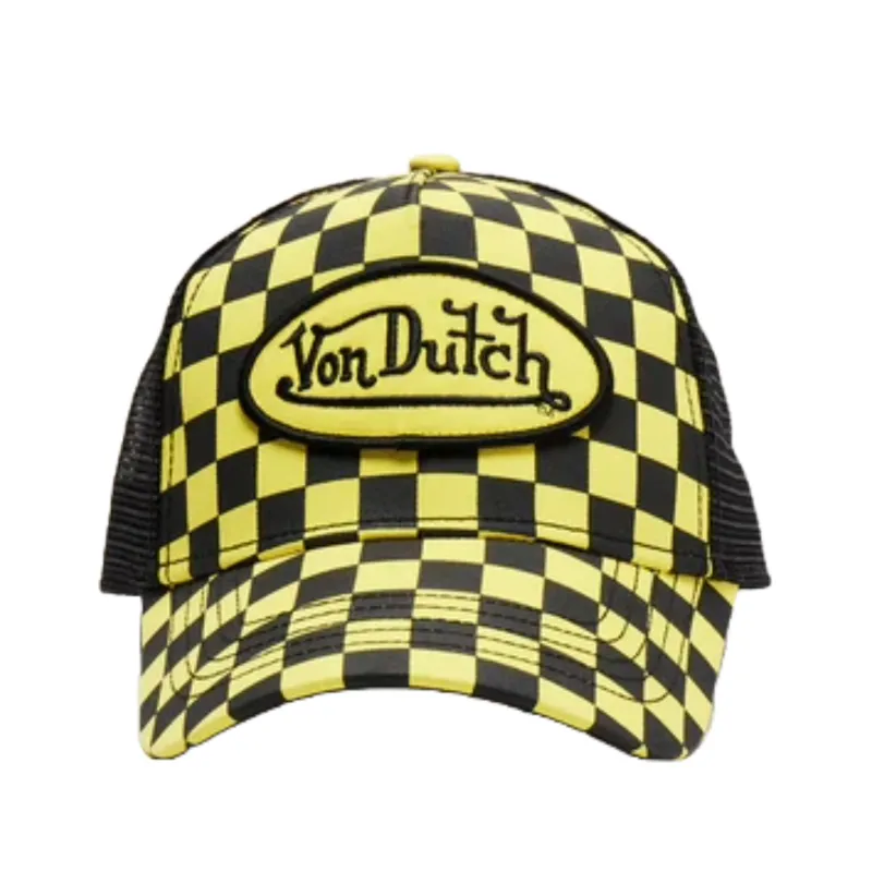 Von Dutch Black/Yellow Checker Trucker Hat made by Von Dutch