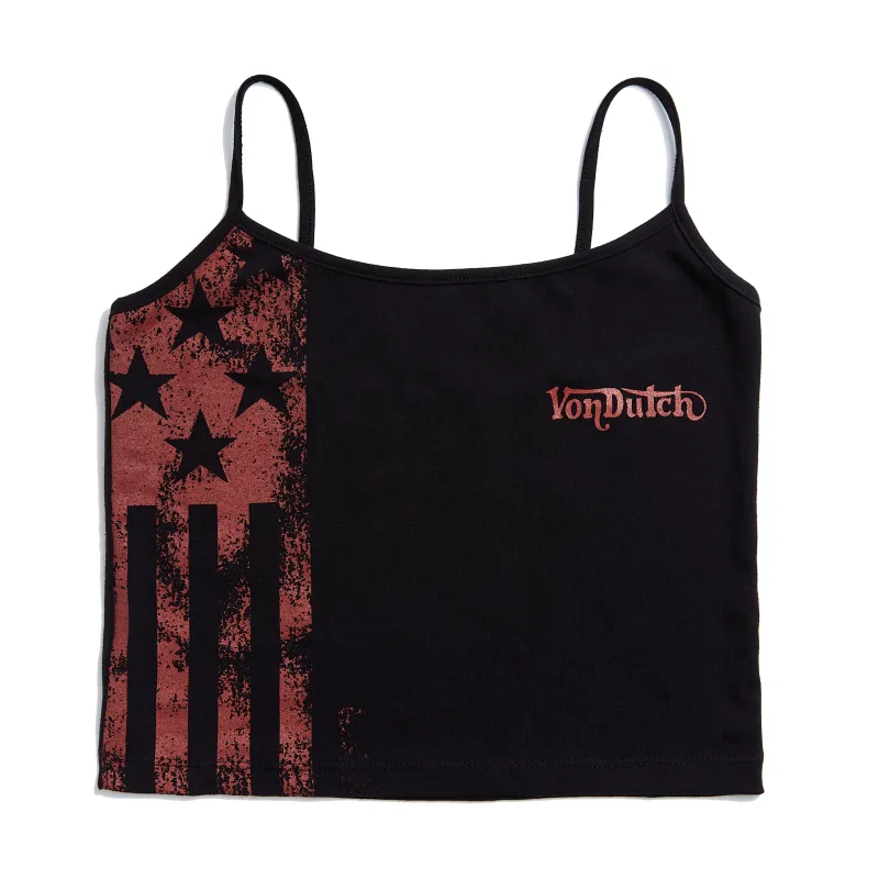 Black & Red Racing Spaghetti Top sold by Von Dutch