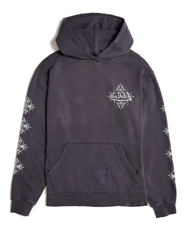 Von Dutch Vintage Dark Purple & White Distressed Chopper Hoodie sold by Von Dutch