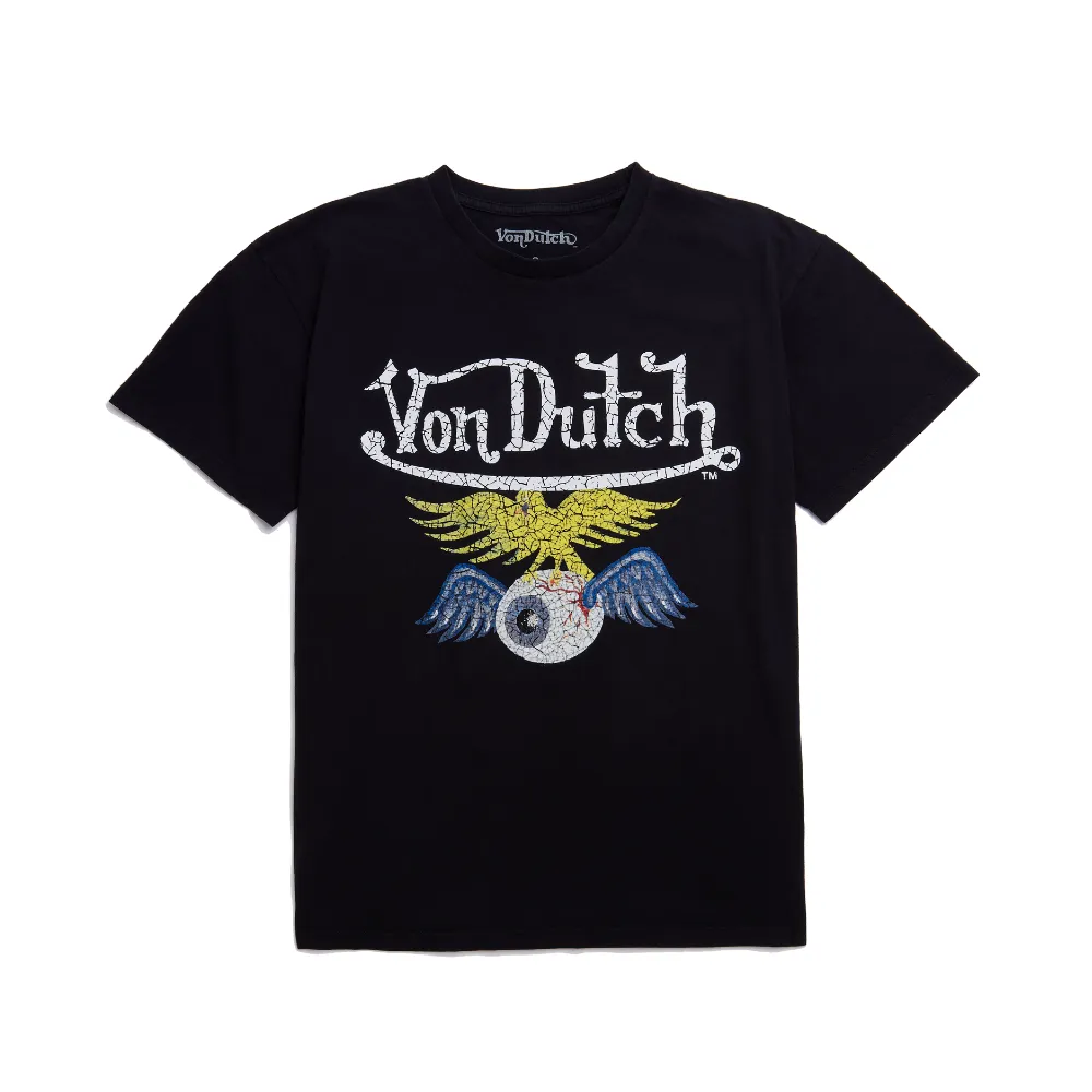 Black Vintage Washed Flying Eye Tee sold by Von Dutch