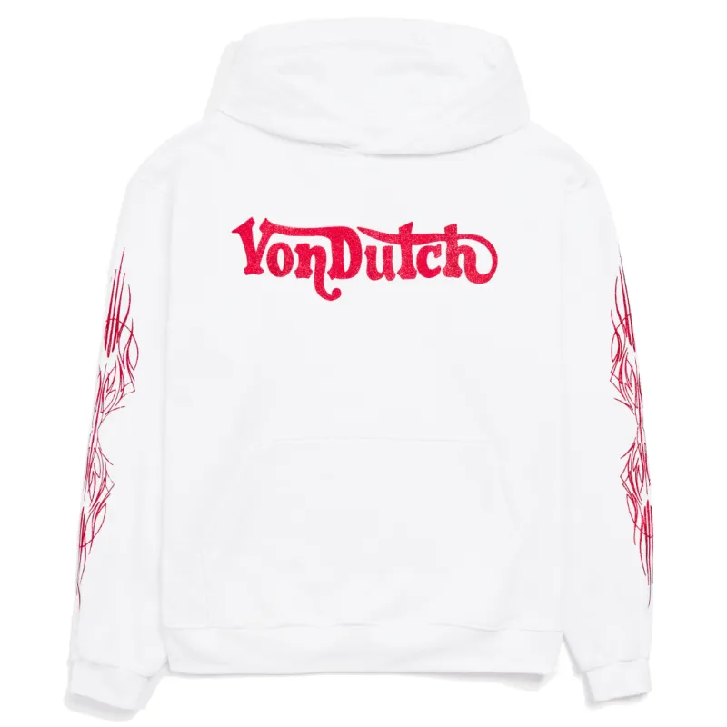 Red Glitter on White Hoodie sold by Von Dutch