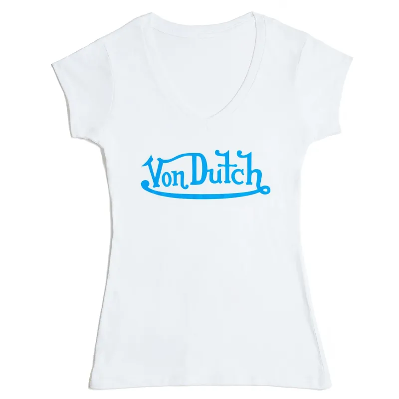 Von Dutch Originals Blue on White V Neck sold by Von Dutch