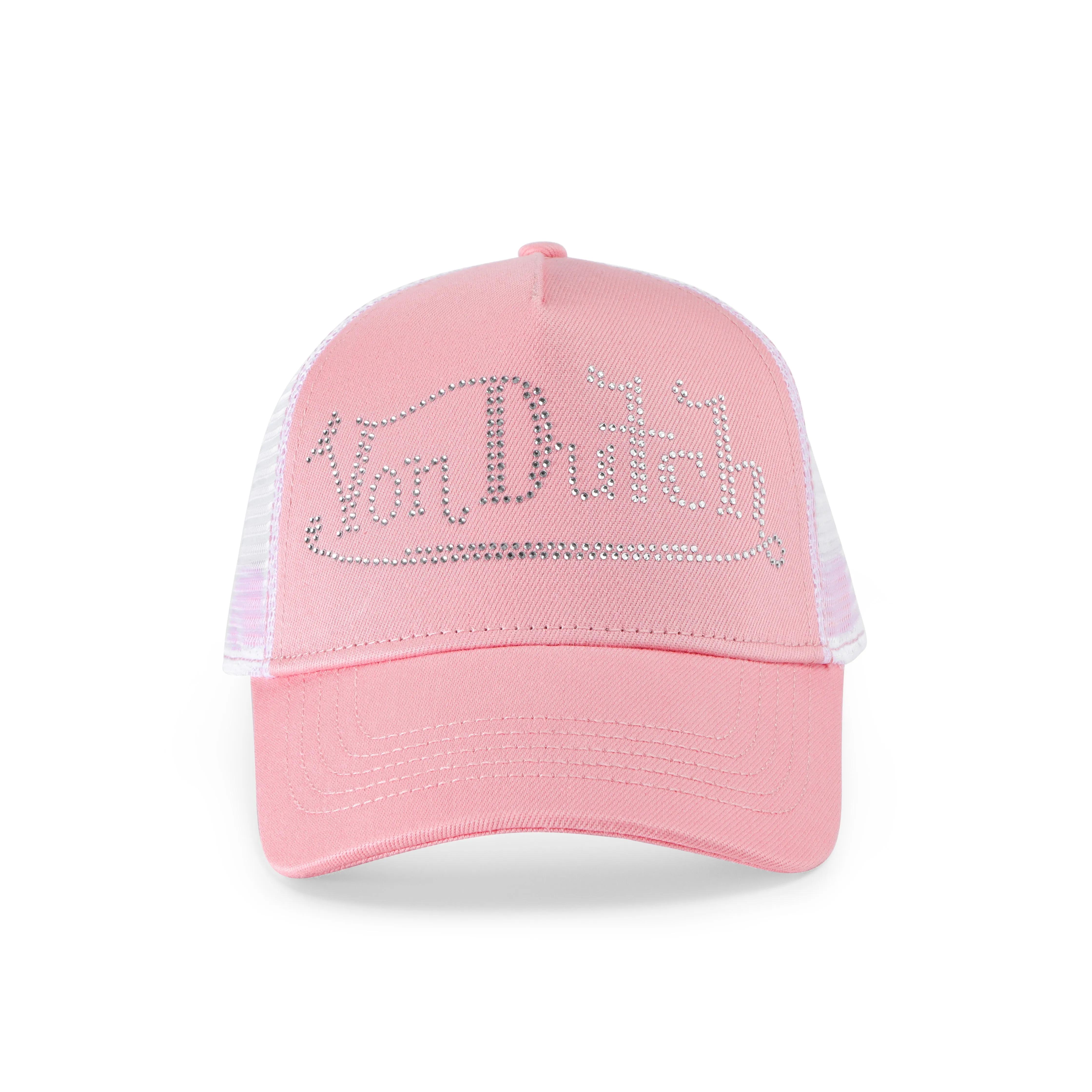 Rhinestone Trucker Hat - Pink with White Rhinestones sold by Von Dutch