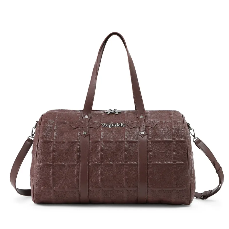 Embroidered Chopper Duffle Bag - Brown made by Von Dutch
