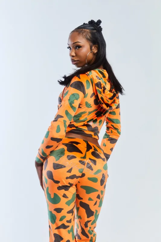 Velour Sweats - Orange Camo sold by Von Dutch