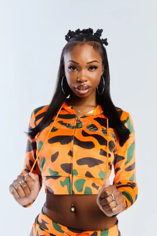 Velour Zip Up - Orange Camo sold by Von Dutch