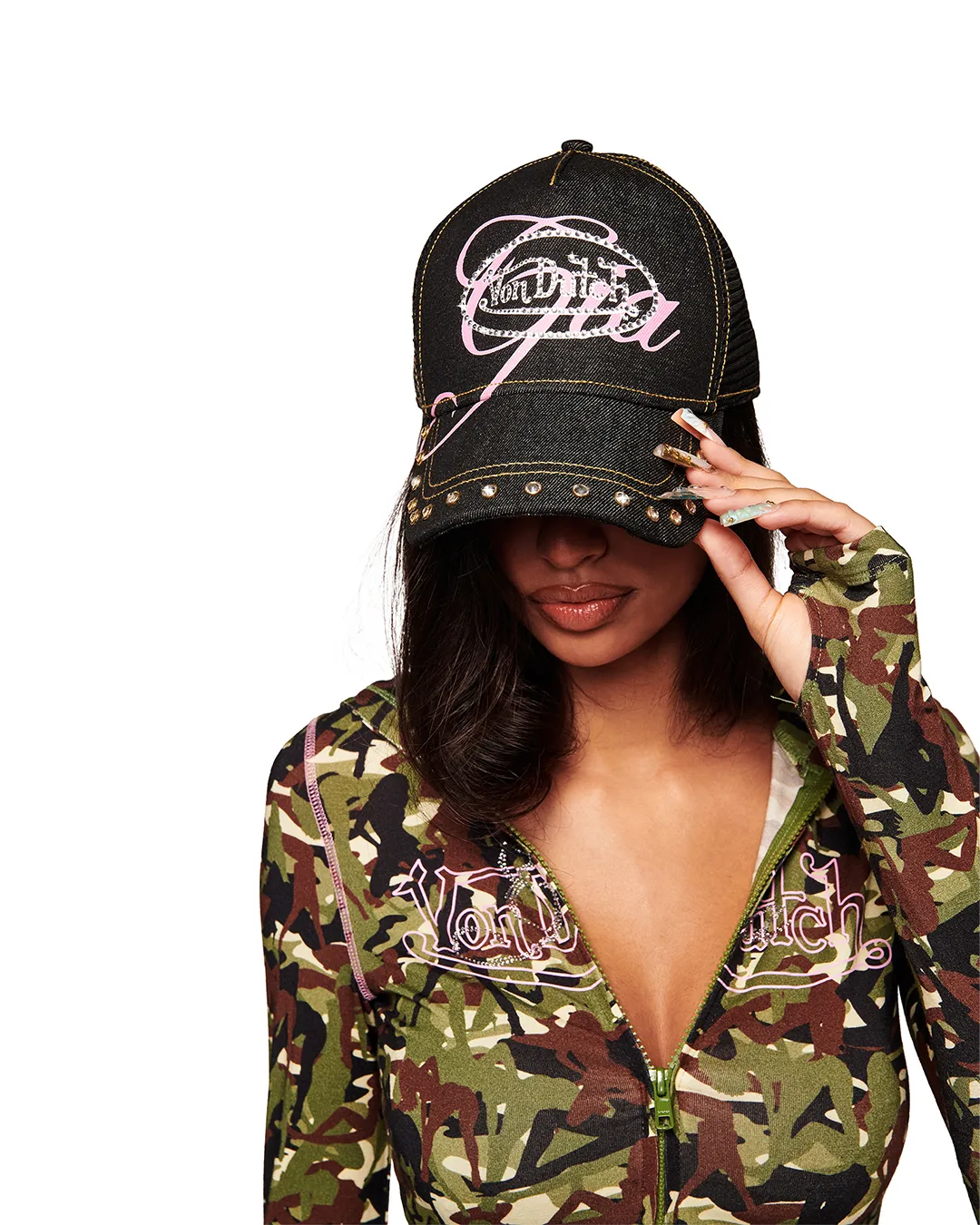 I.AM.GIA X VON DUTCH BLACK DENIM TRUCKER HAT sold by Von Dutch product image thumbnail 3