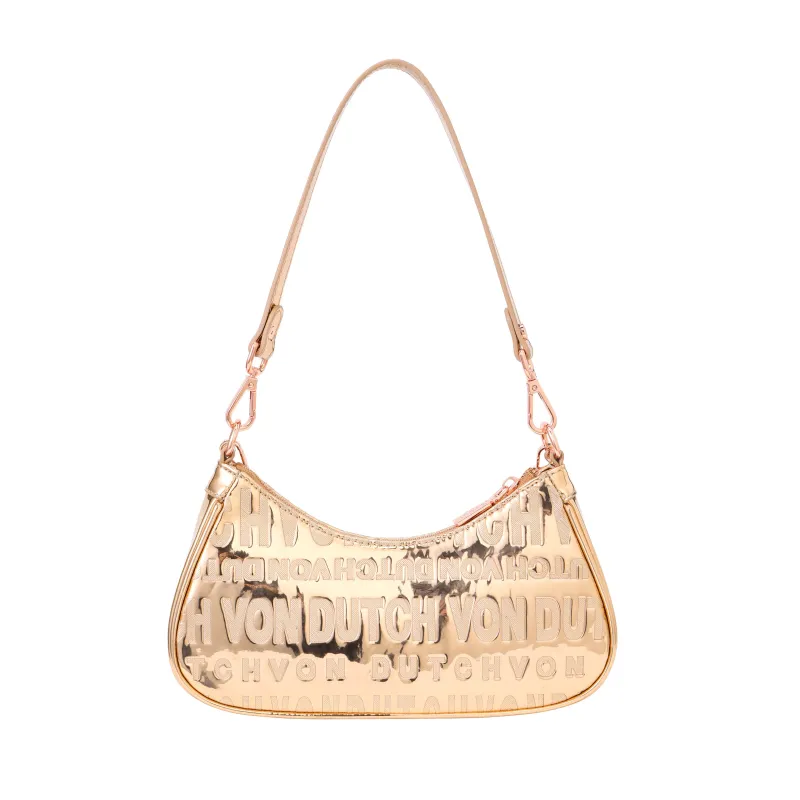 Rose Gold Reflective Shoulder Bag made by Von Dutch
