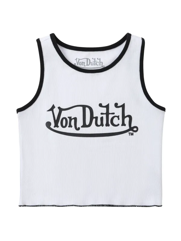 Women's Ribbed Crop Tanks - White and Black made by Von Dutch