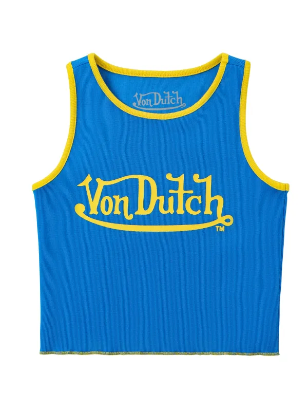 Women's Ribbed Crop Tanks - Sea Blue sold by Von Dutch