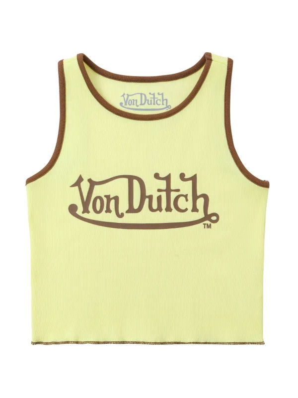 Women's Ribbed Crop Tanks - Yellow and Brown sold by Von Dutch