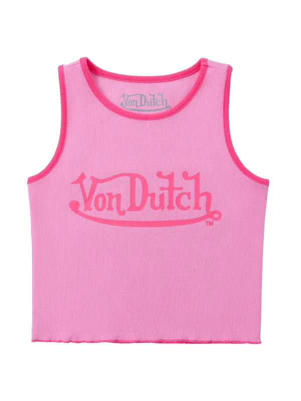 Women's Ribbed Crop Tanks - Pink made by Von Dutch