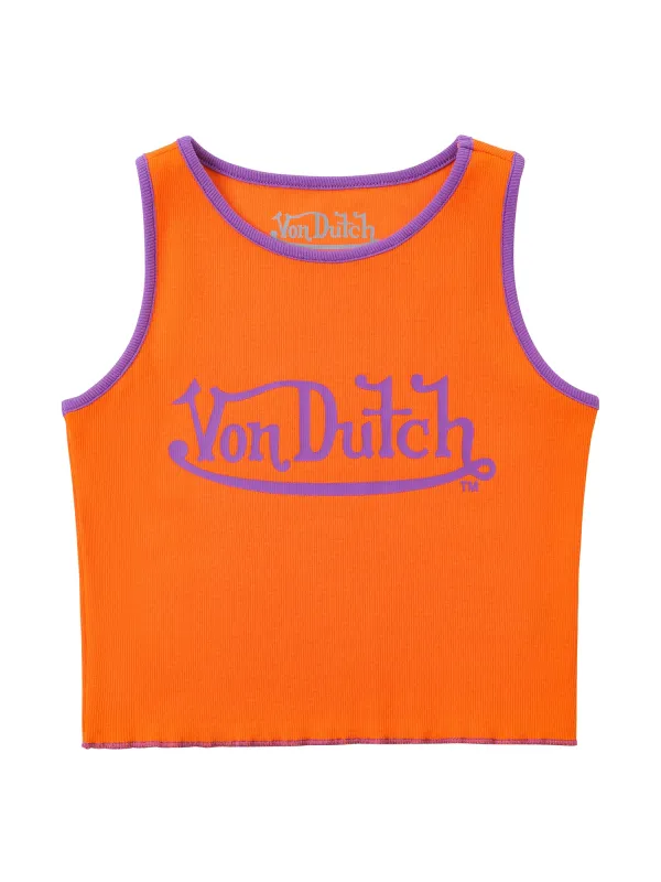 Women's Ribbed Crop Tanks - Orange and Purple sold by Von Dutch