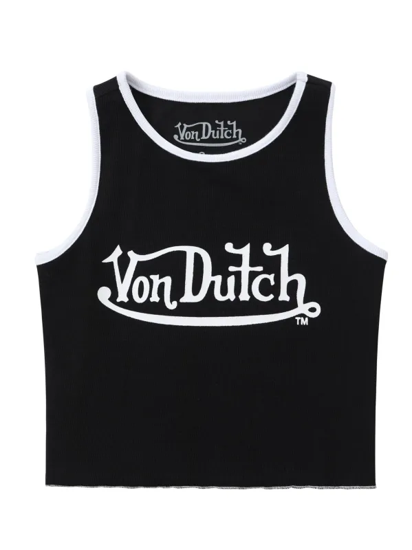 Women's Ribbed Crop Tanks - Black and White sold by Von Dutch