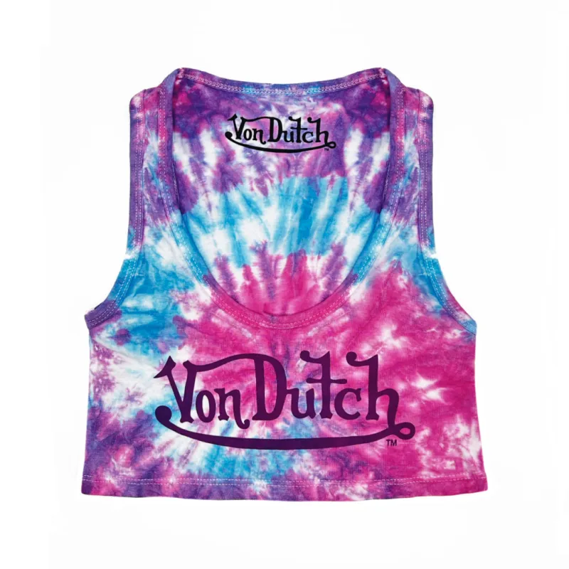 Classic Women's Tie-Dye Crop Tank - Purple and Blue sold by Von Dutch