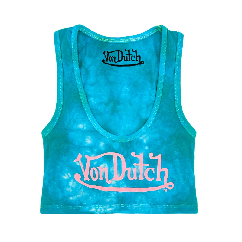 Classic Women's Tie-Dye Crop Tank - Blue and Pink sold by Von Dutch