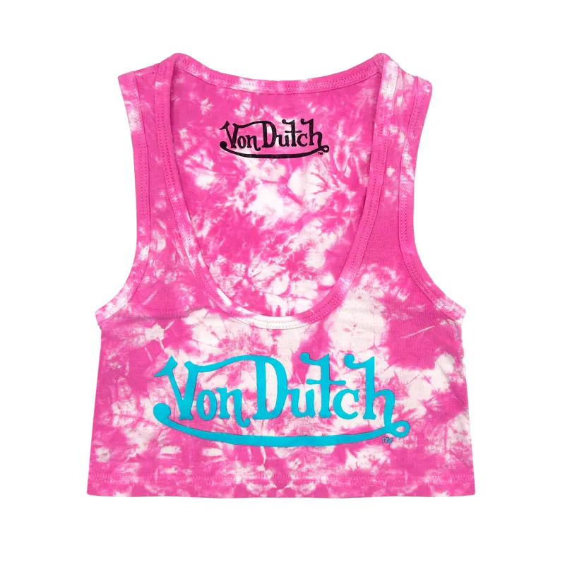 Classic Women's Tie-Dye Crop Tank - Pink and Blue sold by Von Dutch