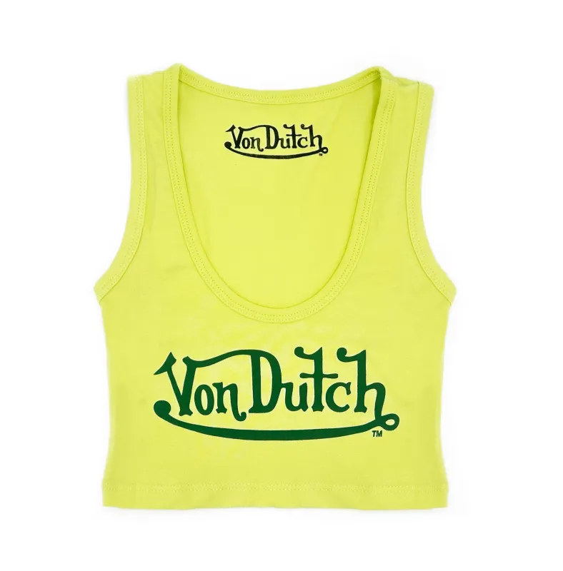 Classic Women's Crop Tank - Yellow and Lime sold by Von Dutch