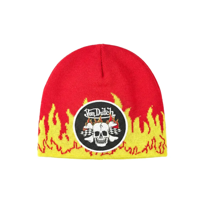 Road Reaper Flame Beanie - Red sold by Von Dutch