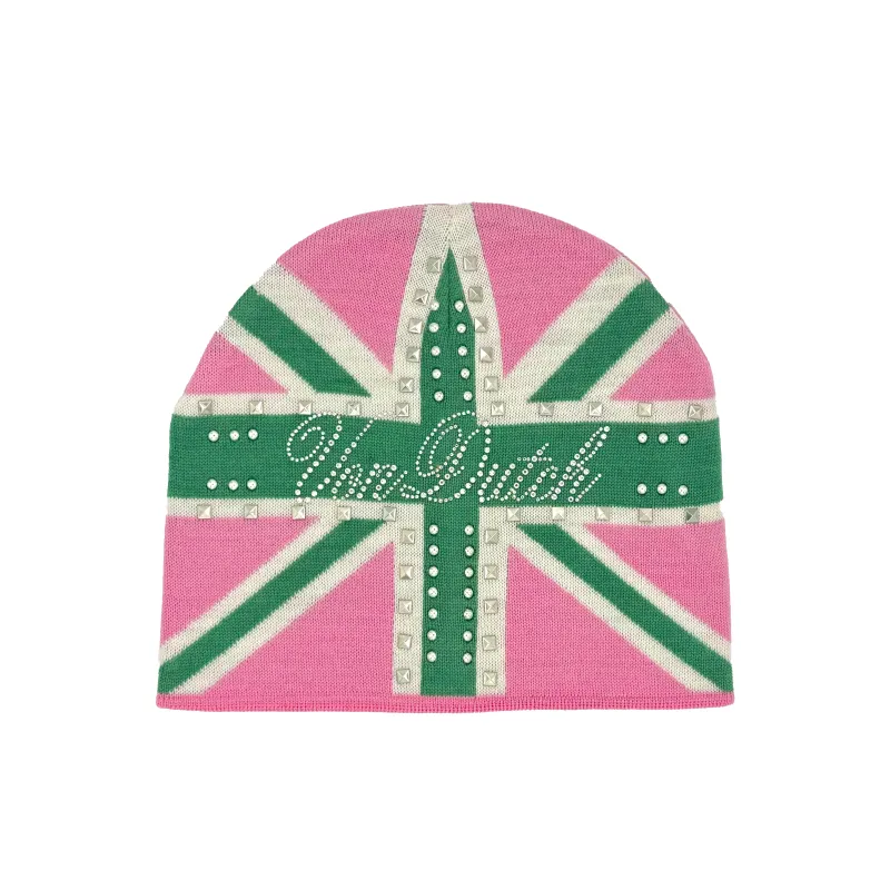 Rhinestone Union Beanie - UK Pink made by Von Dutch