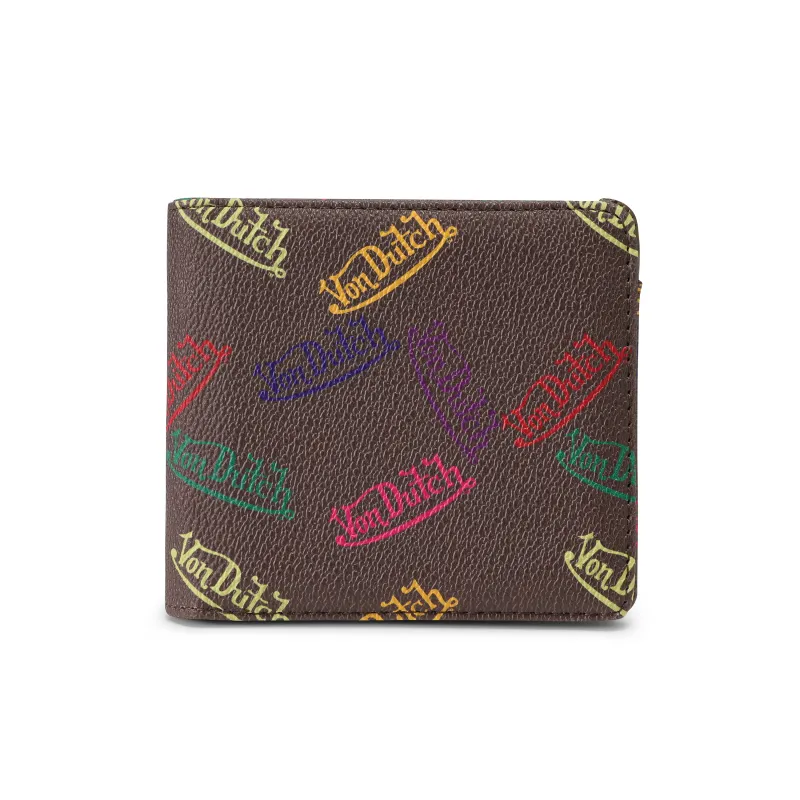 Multi Logo Bi-fold Wallet - Brown sold by Von Dutch