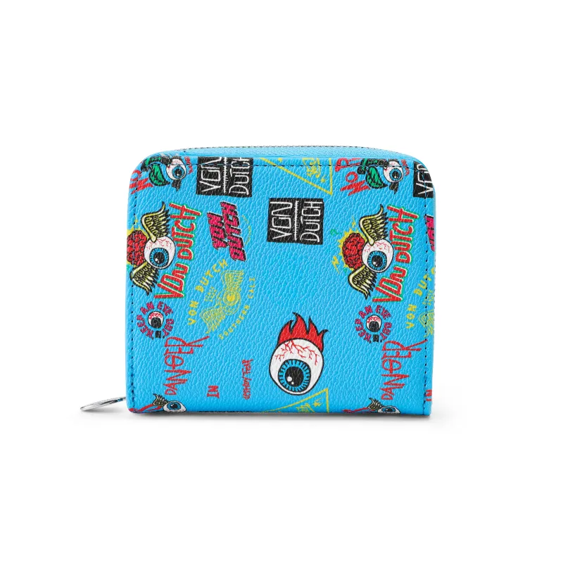 Jax Print Zip-up Wallet - Blue sold by Von Dutch