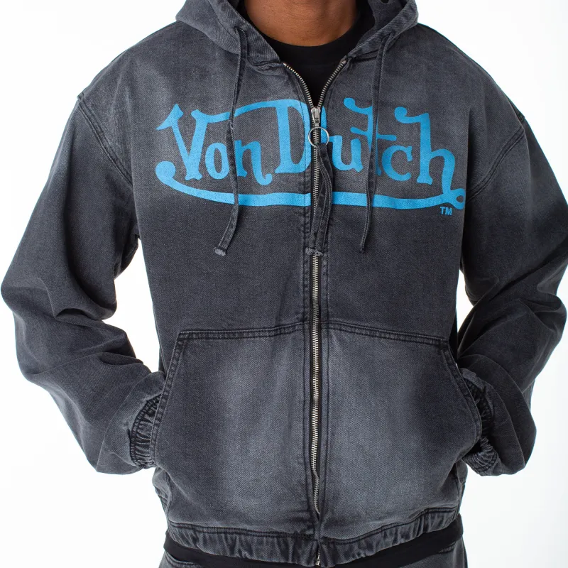 Von Dutch Men's Invader Patch Acid Zip Up Hoodie Jacket made by Von Dutch