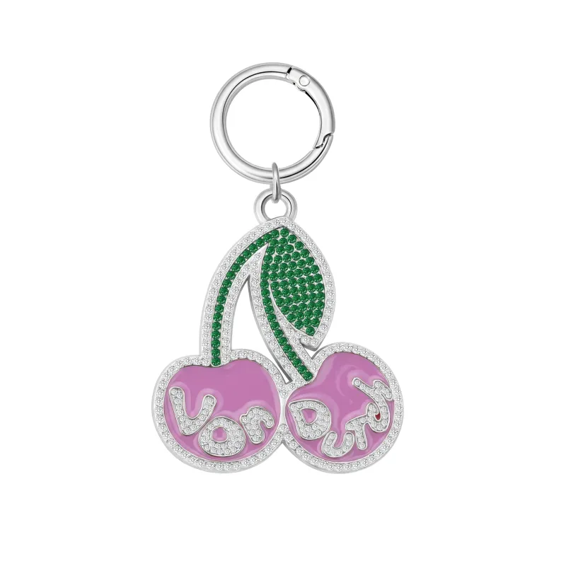VON DUTCH CHERRY RHINESTONE KEYCHAIN - PINK made by Von Dutch