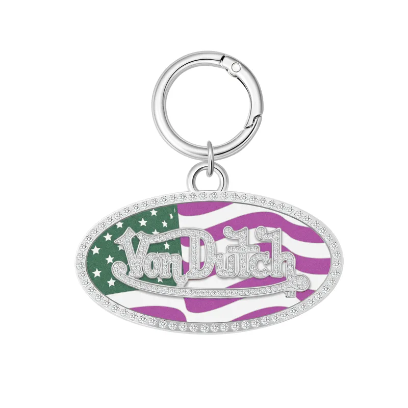 OVAL CHARM KEYCHAIN - PINK USA made by Von Dutch