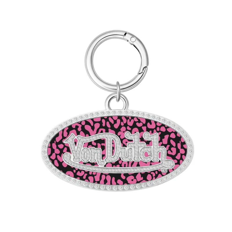 OVAL CHARM KEYCHAIN - PINK CHEETAH made by Von Dutch