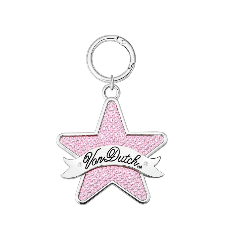 STAR KEYCHAIN - PINK RHINESTONES made by Von Dutch