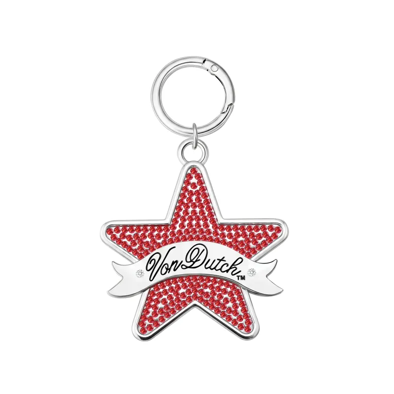 STAR KEYCHAIN - RED RHINESTONES made by Von Dutch