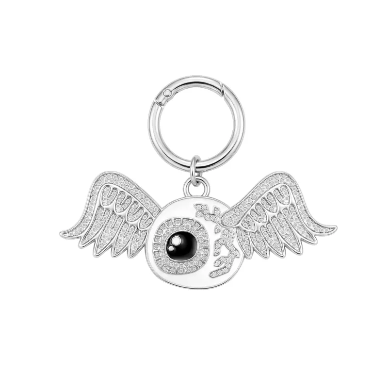 FLYING EYE KEYCHAIN - CLEAR RHINESTONES made by Von Dutch
