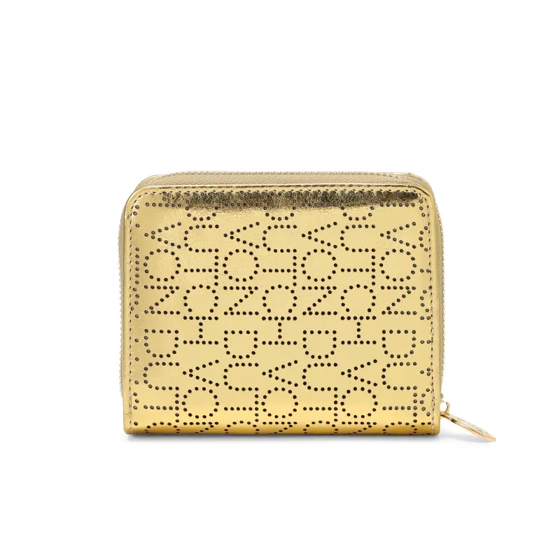 Dotted Monogram Zip-Up Wallet - GOLD made by Von Dutch