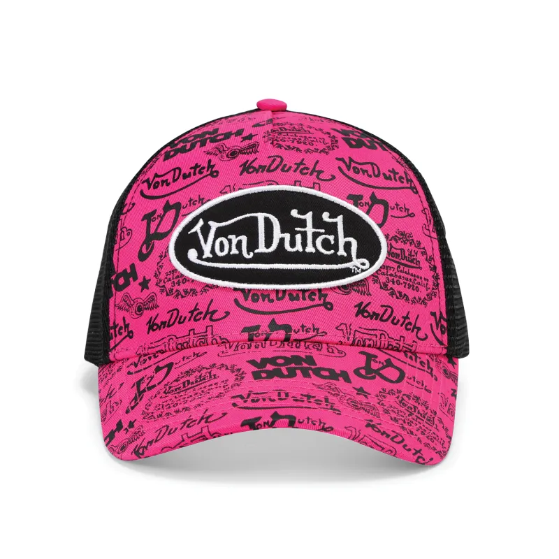 Logo Stamp Trucker Hat - Pink and Black made by Von Dutch