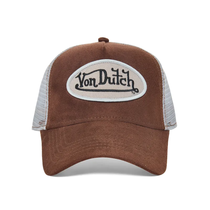 Brown Suede Trucker Hat made by Von Dutch