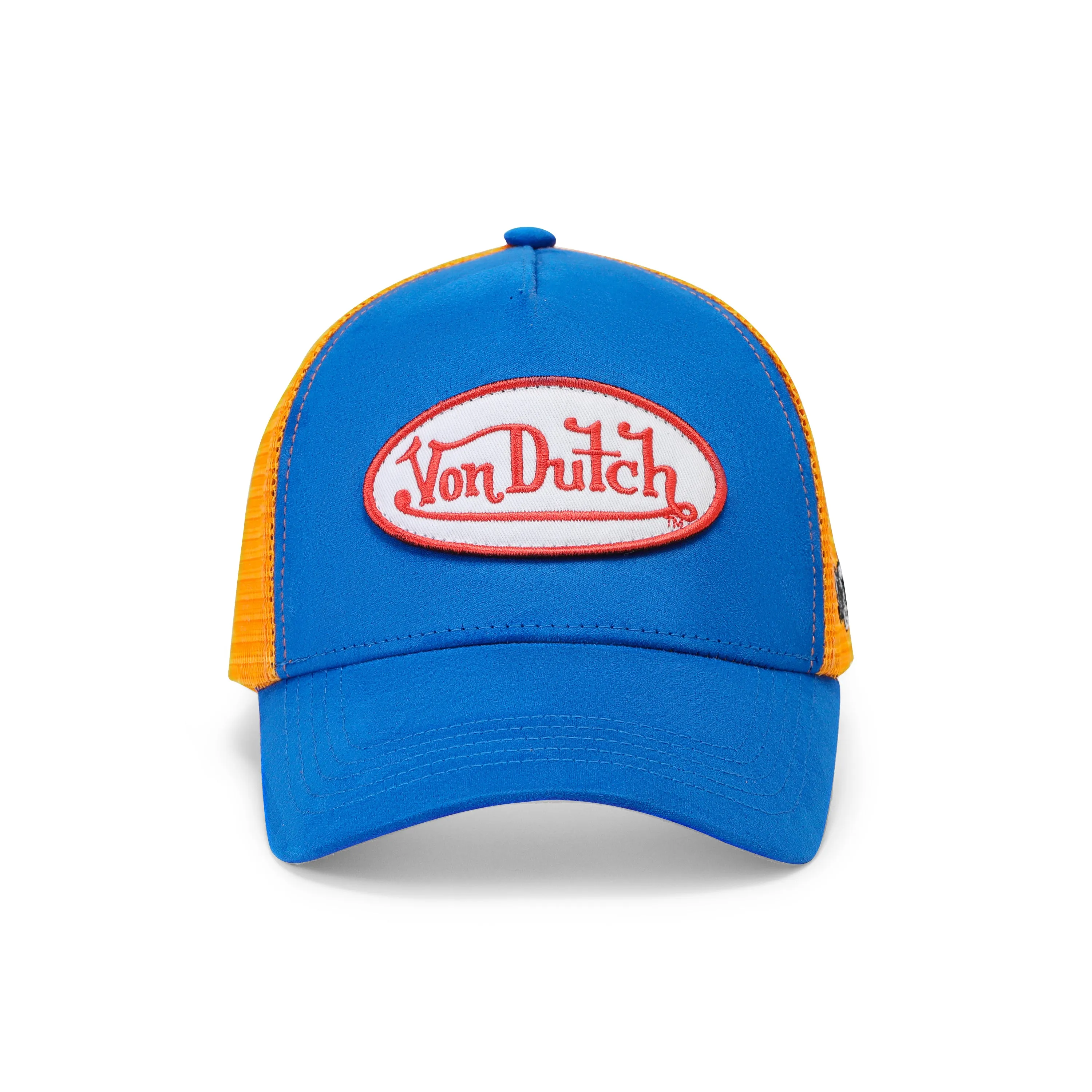 Suede Trucker Hat - Blue and Orange sold by Von Dutch