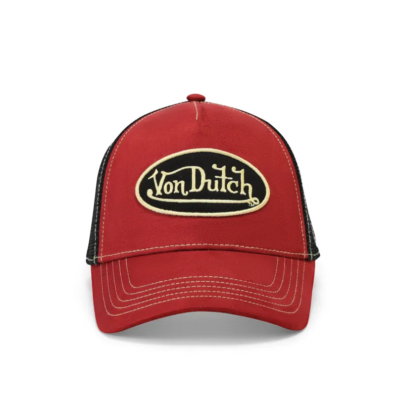 Suede Trucker Hat - Burgundy made by Von Dutch